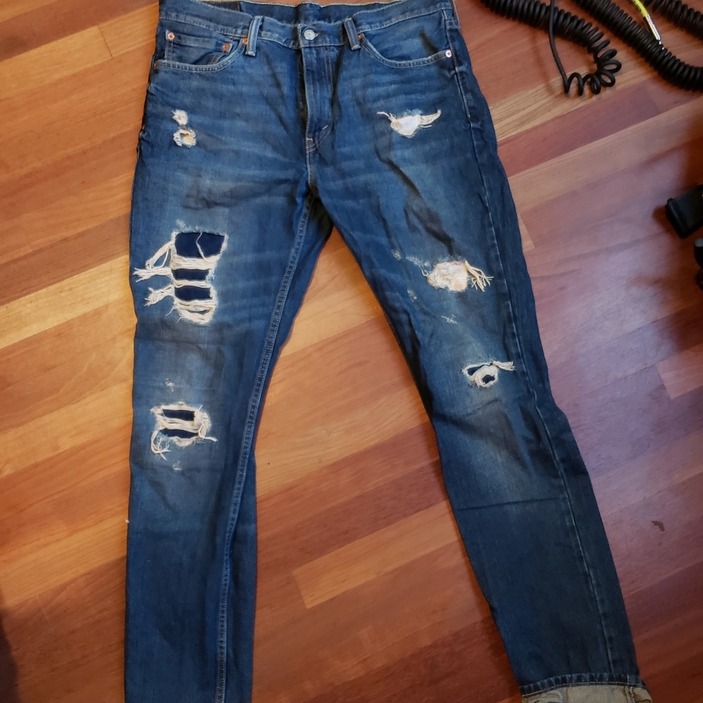 mens levis 511 36×36 dark wash distressed jeans